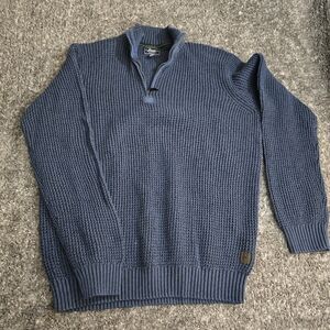 G.H. Bass & Co. Men's Textured Blue Zip-Up Sweater